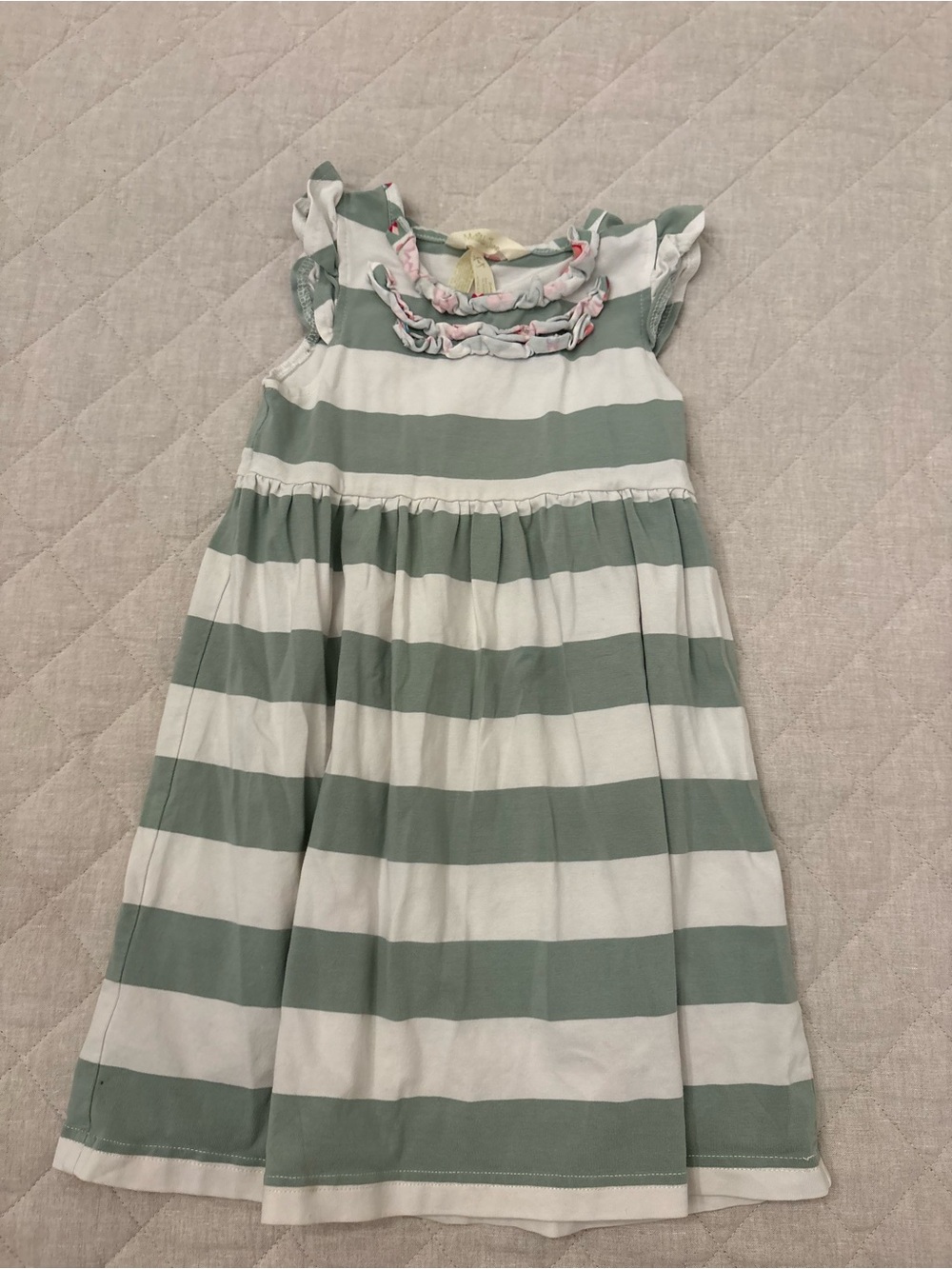 Matilda Jane Sage Green and White Striped Ruffle Dress